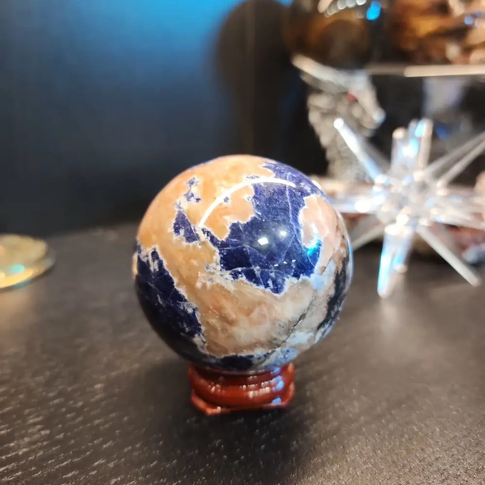 🌅🔵 Sunset Sodalite Spheres (Sunstone and Sodalite) – Joy Insight and Balanced Energy! 🔵🌅 - 6 - Spheres