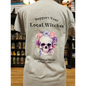 Support Your Local Witches T-Shirt – Pretty Purple Florals Skull Edition 🪄💜💀 - Grey / Large - Black - Clothing & Apparel
