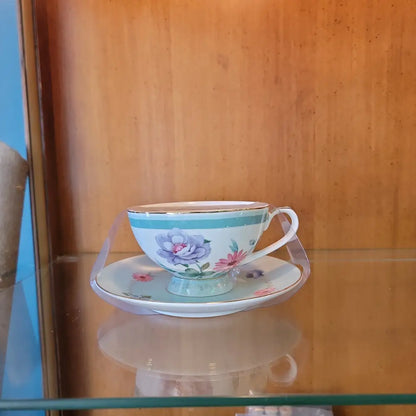 Teacups and Saucers - Teal with Flowers - Teas & Accessories
