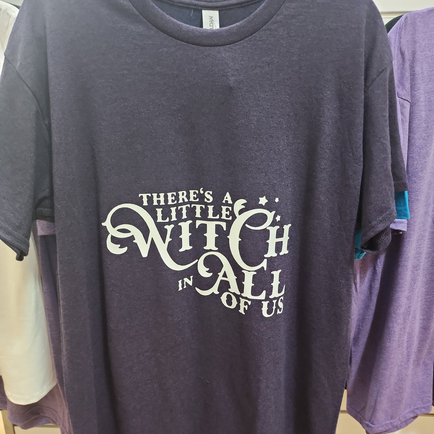 There;s A Little Witch In All Of Us - Spiritual Tshirt Designs - Blue / Large - Clothing & Apparel