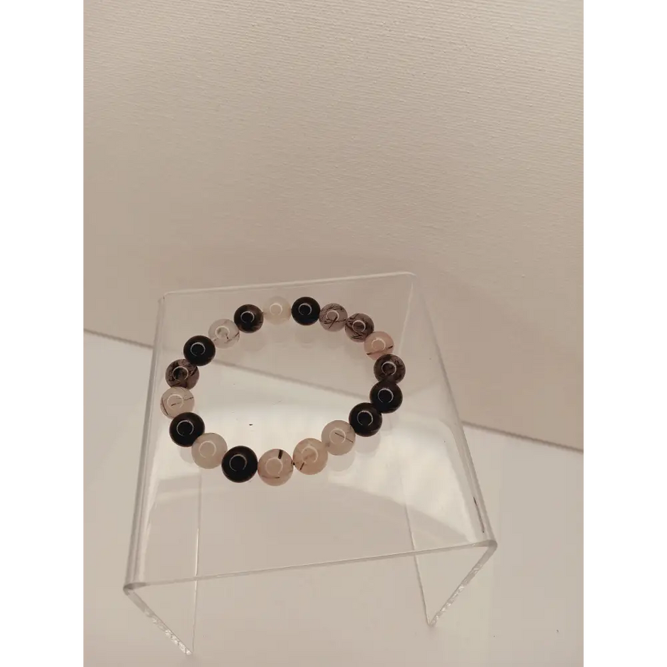 🖤✨ Tourmalined Quartz Bracelet 8mm – Protection Clarity and Balance 🤍