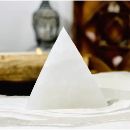 Triangle Selenite Charging Plate - Carvings