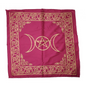Triple Moon with Pentagram Altar Cloth Golden print on Magenta Pink 21x21’’ - Tapestry