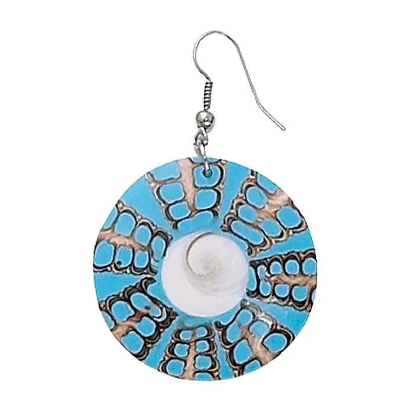 Turquoise & Copper Spidershell Earrings - Jewelry