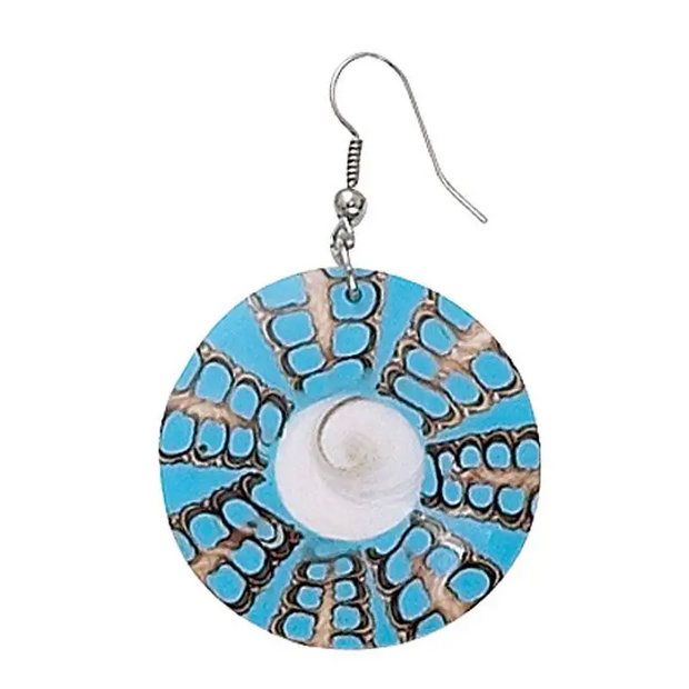 Turquoise & Copper Spidershell Earrings - Jewelry