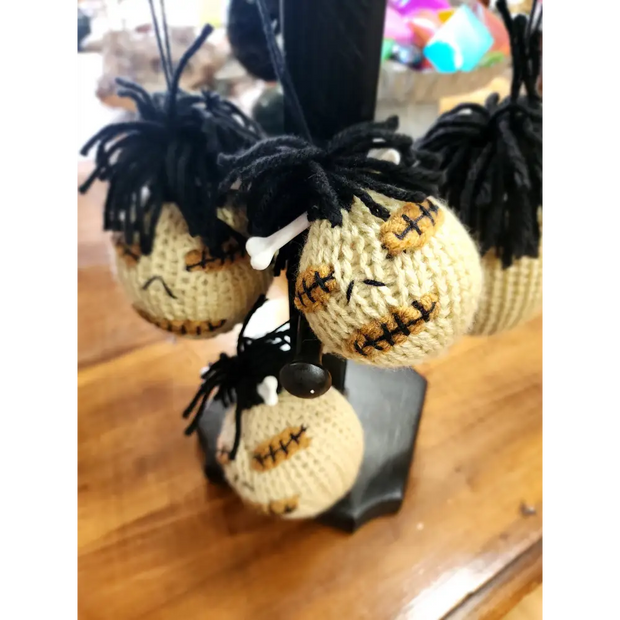 🧶 Unique Adorable Crocheted Shrunken Severed Head with Bone - 4’’ish 💀 - Pillows Blankets & Stuffed Creatures