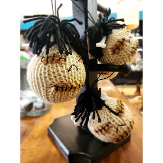 🧶 Unique Adorable Crocheted Shrunken Severed Head with Bone - 4’’ish 💀 - Pillows Blankets & Stuffed Creatures