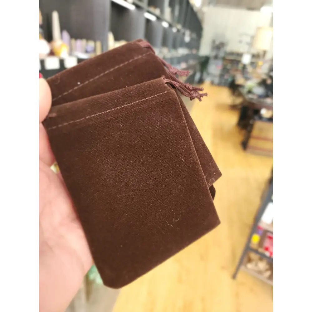 Velveteen Crystal Bags – Multiple Sizes & Colors! ✨ - BROWN - 3 3/4’’ x 3 5/8’’ - Bags Pouches & Totes