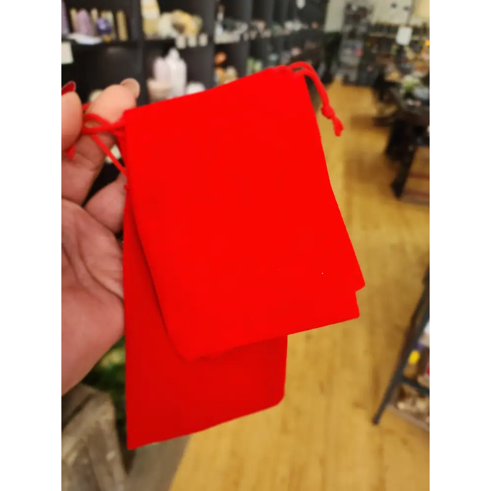 Velveteen Crystal Bags – Multiple Sizes & Colors! ✨ - RED - 3 3/4’’ x 3 5/8’’ - Bags Pouches & Totes