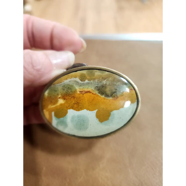 ✨🔮 Vintage Belt Buckle with Natural Crystals – Retro Style Meets Mystical Energy! 🌟 - BTS Brass with Polychrome