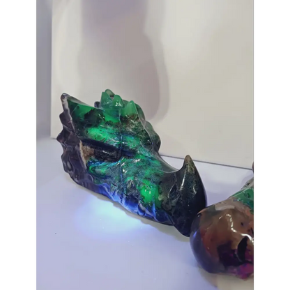 🐉🔥 Volcano Agate Dragon Skull 5.5’’ – Power Transformation and UV Magic 💡