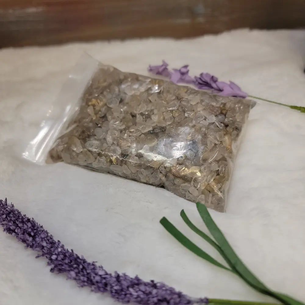 Water Bottle Chip Refill - Golden Rutilated Qtz. Chips - Crystal Water Bottles