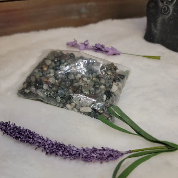 Water Bottle Chip Refill - Moss Agate Chips - Crystal Water Bottles