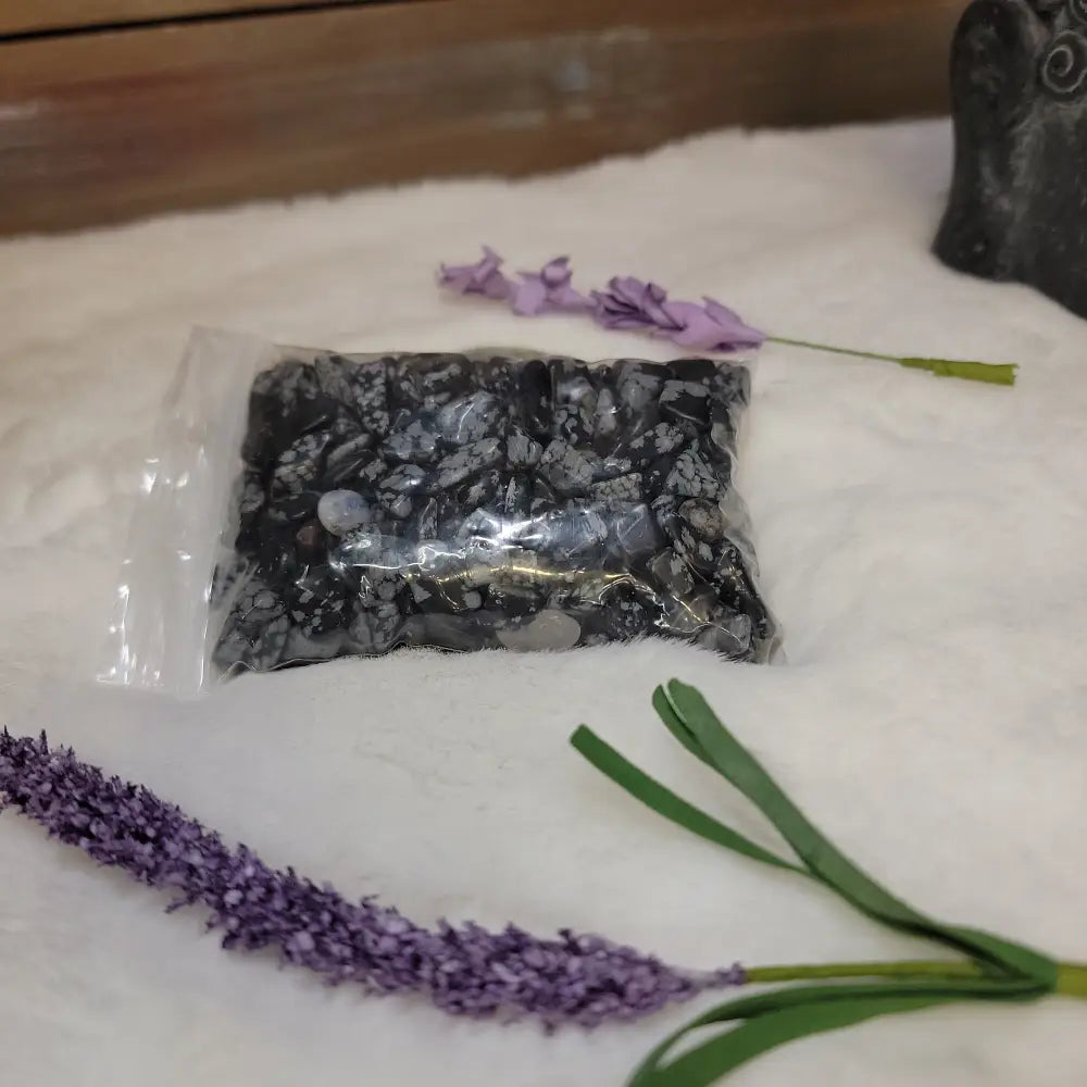 Water Bottle Chip Refill - Snow Flake Obsidian Chips - Crystal Water Bottles