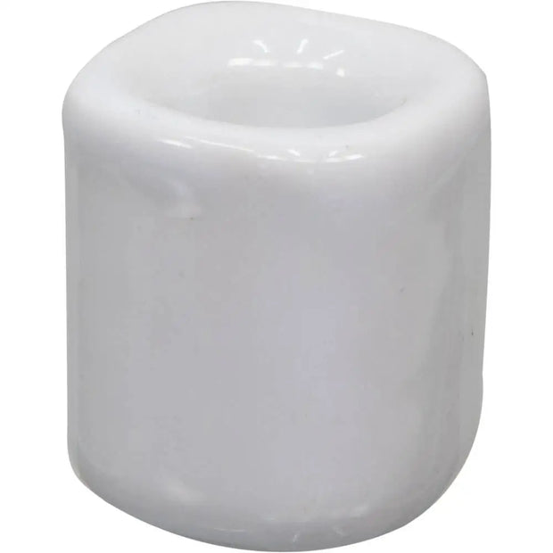 White ceramic chime candle holder, 1" diameter, with a smooth finish, displayed on a white background.
