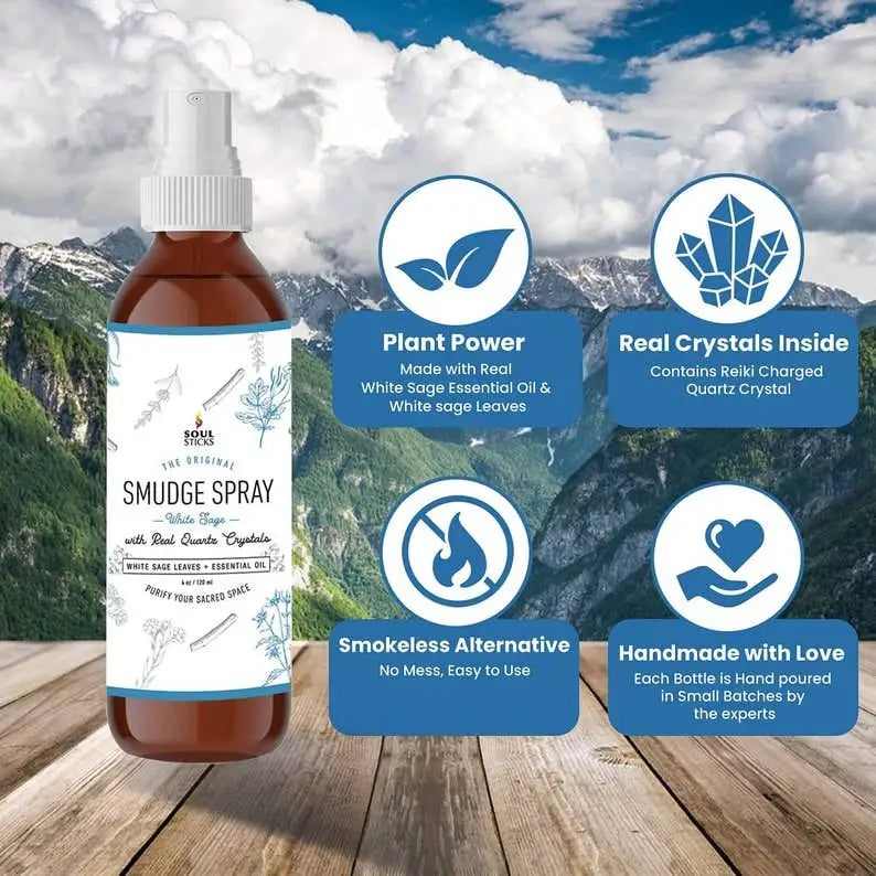 🤍🌿 White Sage Smudge Spray – Cleansing Renewal and Quartz Energy ✨