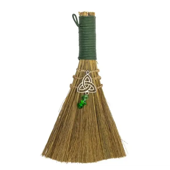 Wicca Broom Besom - Green withTriquera - Wands & Accessories