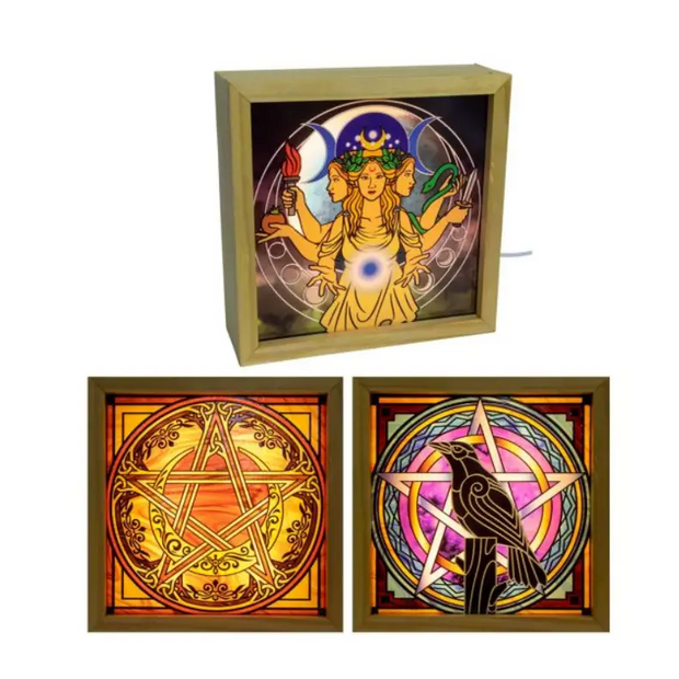 Wood Light Box w/ Changeable Glass & USB - Pagan - Home Decor