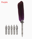 Writing Quill in Gorgeous Colors - Feather 5 NIbs Pen - Purple - Supplies & Paper