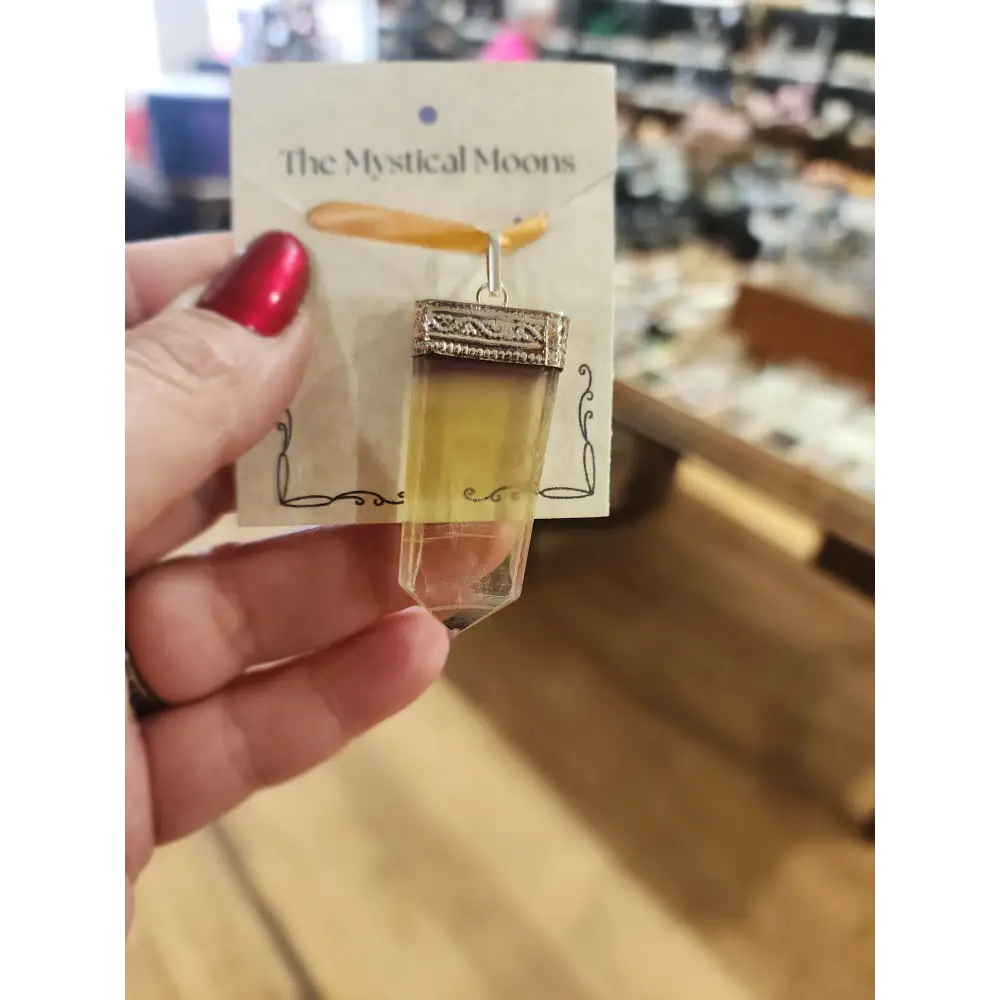 💛✨ Yellow Fluorite Pendant with Silver Cap – Clarity Confidence & Radiant Joy! 🌟 - Jewelry