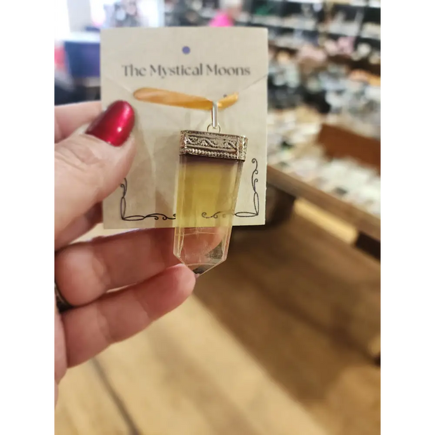 💛✨ Yellow Fluorite Pendant with Silver Cap – Clarity Confidence & Radiant Joy! 🌟 - Jewelry