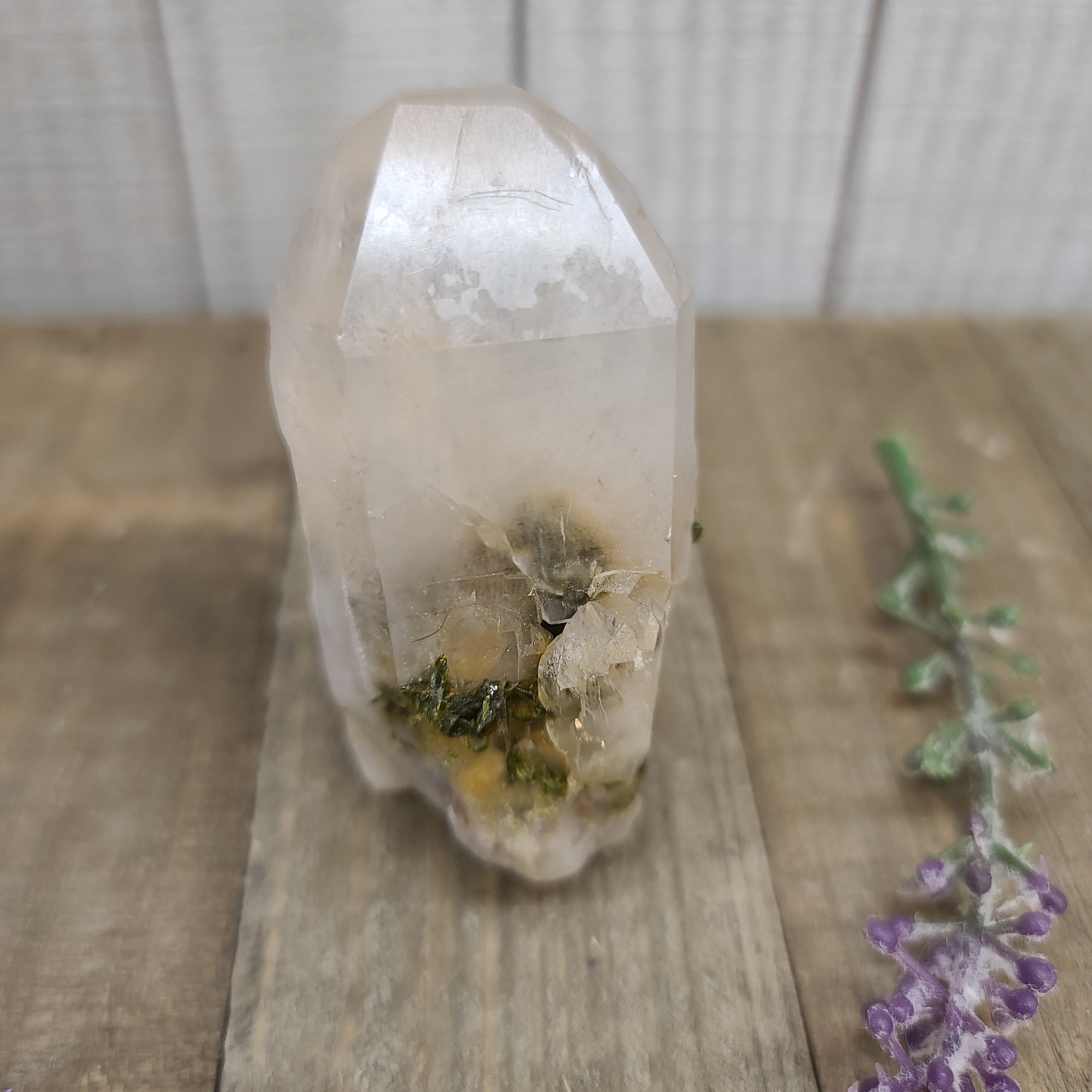 Epidote on Super 7 Crystals